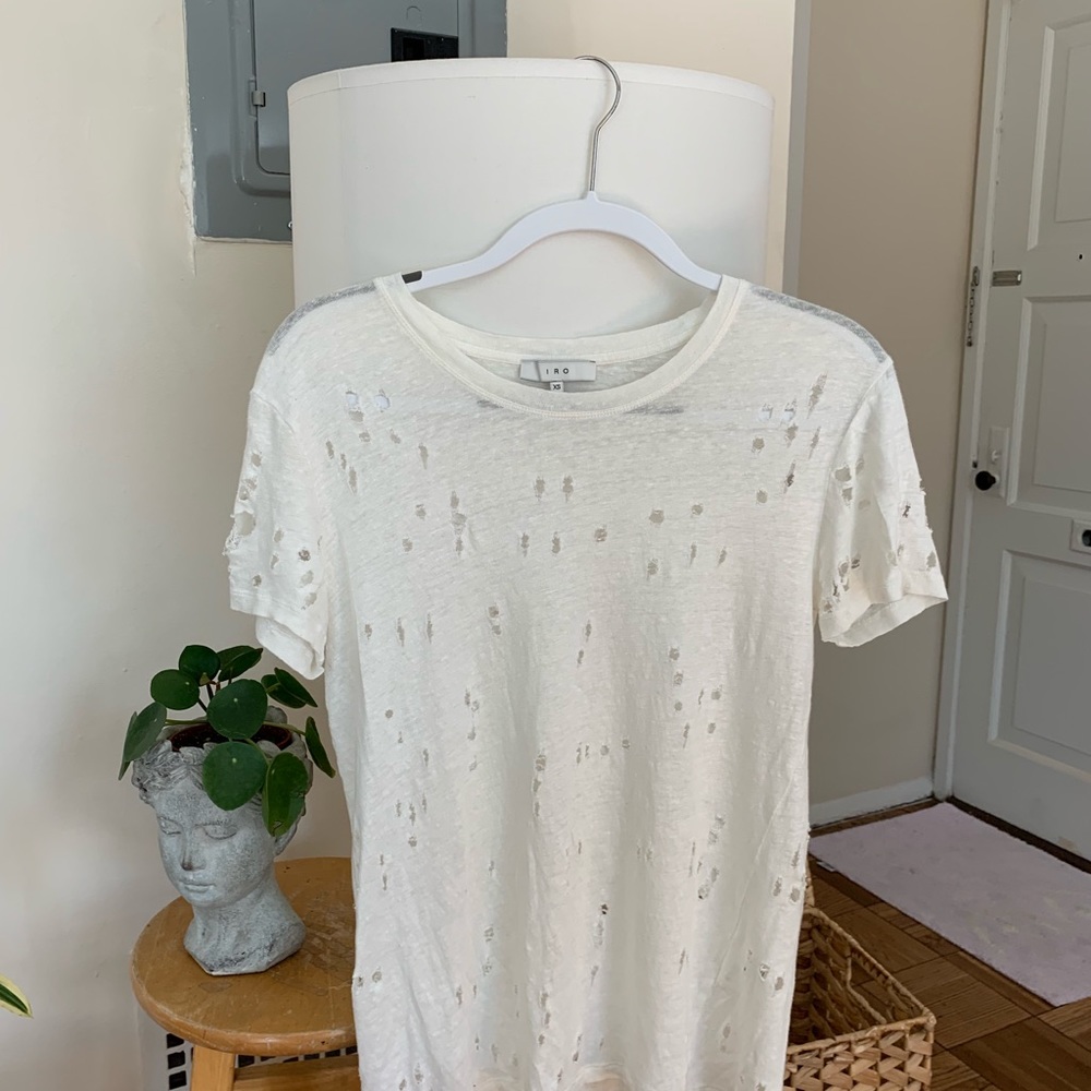 IRO distressed t shirt - cream